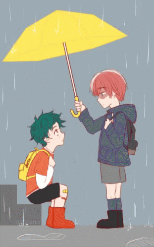 Todoroki And Deku Shares Umbrella GIF
