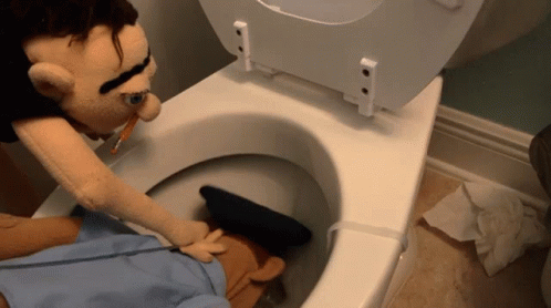 Puppet Masters Toilet Violence GIF