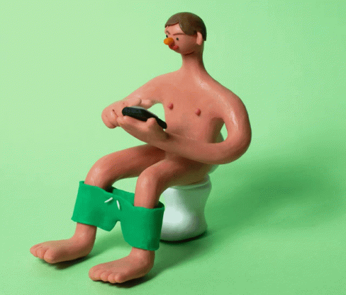 Using Toilet And Phone Clay Animation GIF