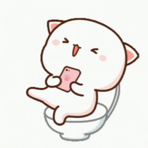 Happy Mochi Peach Cat Using Toilet GIF