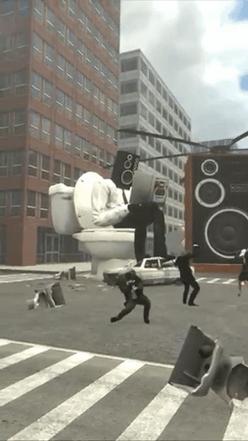 Toilet Man And Speakerman Is Dancing GIF