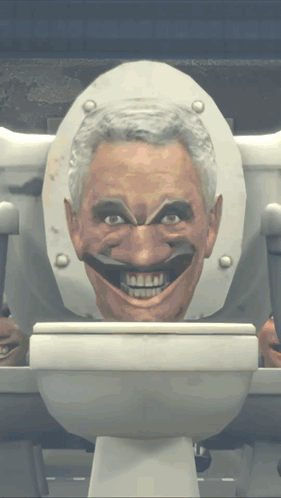 Toilet With Man's Face On Seat GIF