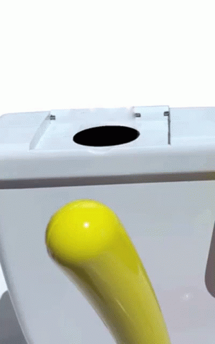 Toilet with Yellow Handle and Hole