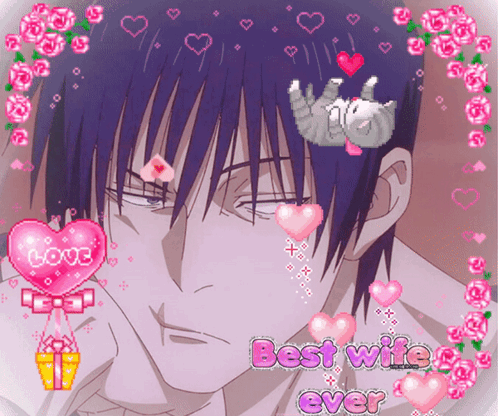 Toji Fushiguro Pink Floral Mobile Design GIF