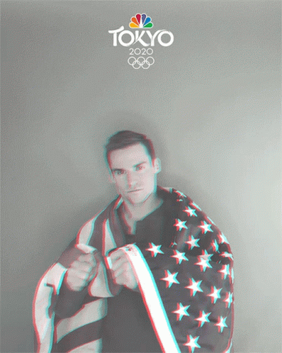 Tokyo 2020 Olympics Man Holding American Flag GIF
