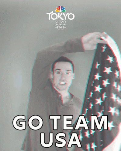 Tokyo 2020 Olympics Poster Man Holding American Flag GIF