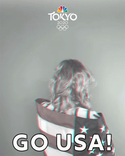 Tokyo Olympics Poster With Woman Wrapped In American Flag GIF