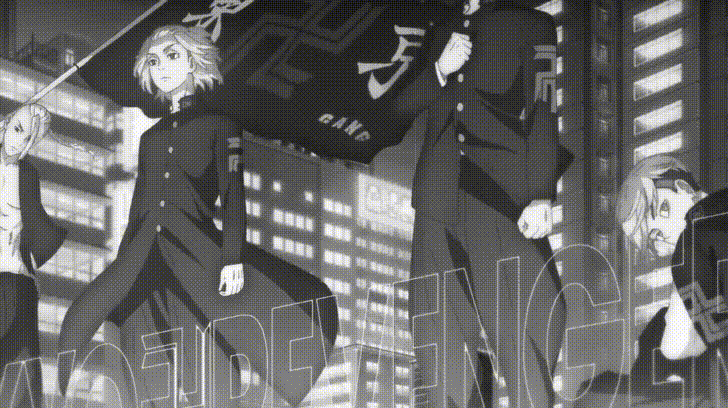 Tokyo Revengers Toman Gang Greyscale GIF
