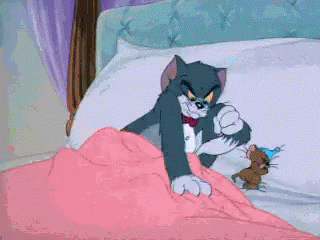 Tom And Jerry Grabbing Blanket Annoyed Sleeping GIF