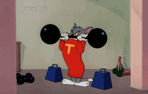 Tom And Jerry Lifting Weights Saying Brown Unit GIF