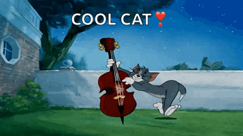 Tom And Jerry Playing Cello With Cool Cat GIF