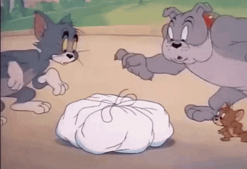 Tom and Jerry Playing with Trash Bag