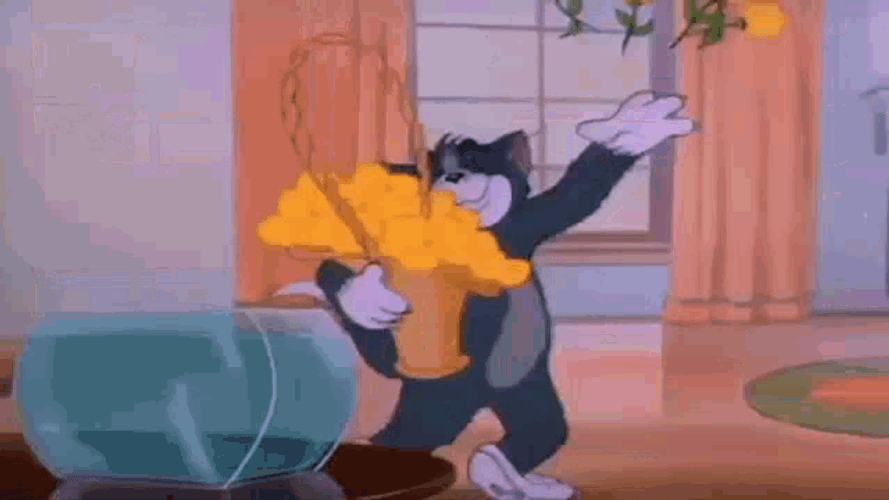Tom And Jerry Throwing Flowers Celebration Dance GIF