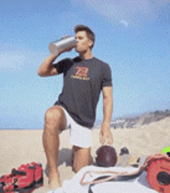 Tom Brady Beach Throw Ball GIF