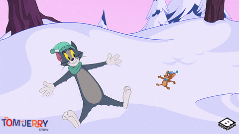 Tom Cat Making Snow Angel GIF