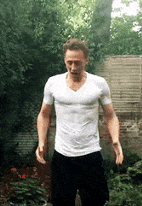 Tom Hiddleston Wet Tshirt Of Ice Bucket GIF