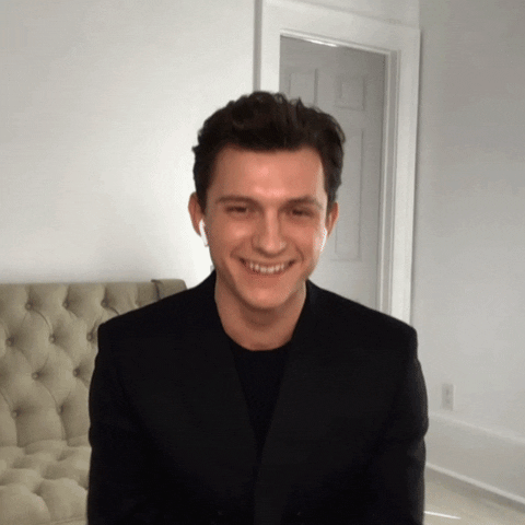 Tom Holland Laughter Interview GIF