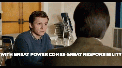 Tom Holland With Great Power Comes Great Responsibility GIF