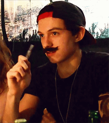 Tom Holland With Mustache Vape GIF