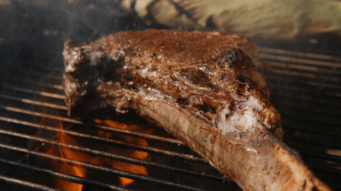 Tomahawk Steak Grilling Close Up GIF