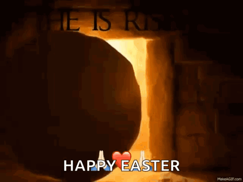 Tomb With He Is Risen And Happy Easter GIF