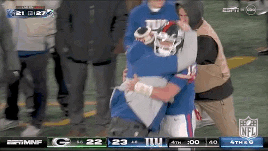 Tommy Devito Hugging New York Giants Coach GIF
