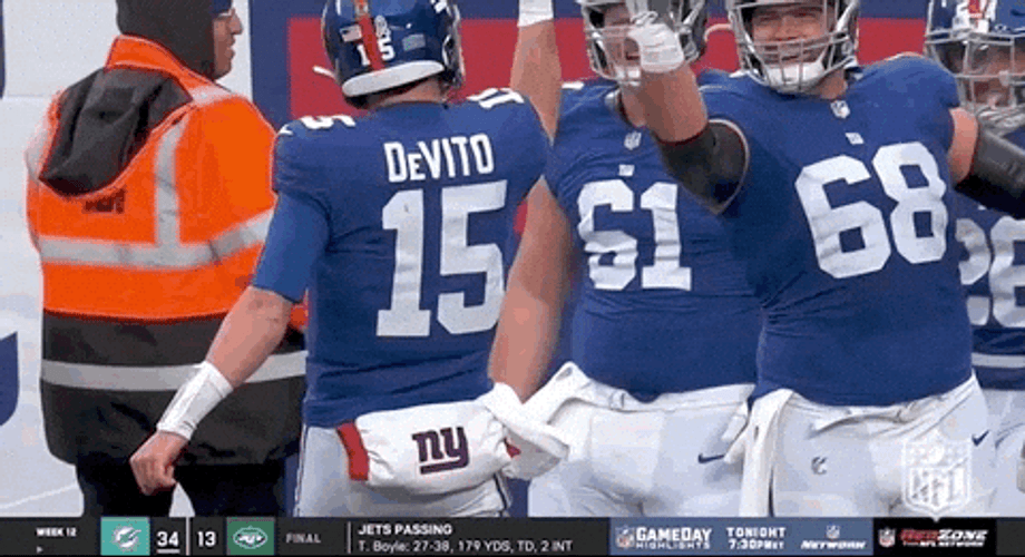Tommy Devito Rejoicing Alongside Teammates GIF