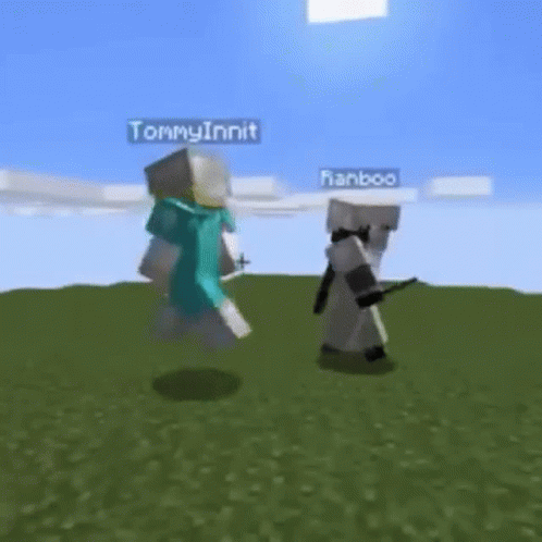Tommyinnit Ranboo Mine Craft Battle GIF