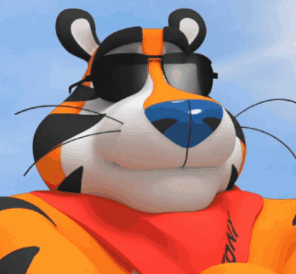 Tony The Tiger Wearing Sunglasses And A Red Scarf GIF