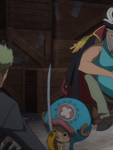 Tony Tony Chopper Holding Sword Blue Helmet Cross