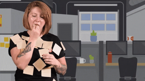 Too Much Work Stress Eating Lady GIF