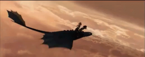Toothless And Hiccup Are Riding On The Back Of A Dragon Flying Through The Sky . GIF