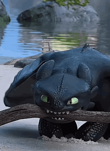 Toothless From How To Train Your Dragon Is Laying On The Ground GIF