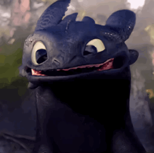 Toothless From How To Train Your Dragon Is Smiling With His Mouth Wide Open GIF