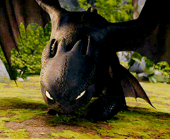 Toothless From How to Train Your Dragon Looking at Camera With Wings Spread