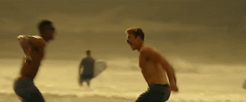 Top Gun Maverick Beach Volleyball Chest Bump GIF