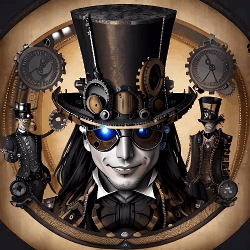 Top Hat Sunglasses Man Surrounded by Gears Clock
