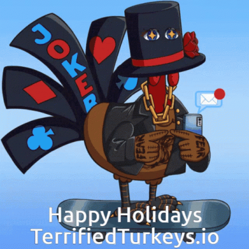Top Hat Turkey Snowboard Happy Holidays Terrified Turkeys