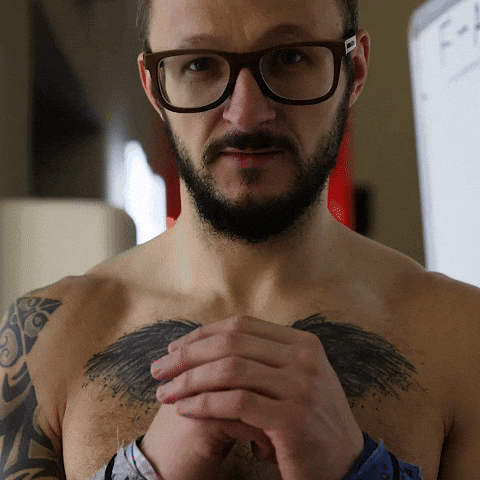 Topless Man Clasping His Hands Duhhh GIF