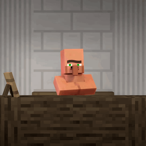 Topless Minecraft Villager GIF