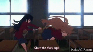 Toradora Girls Intense Fight GIF