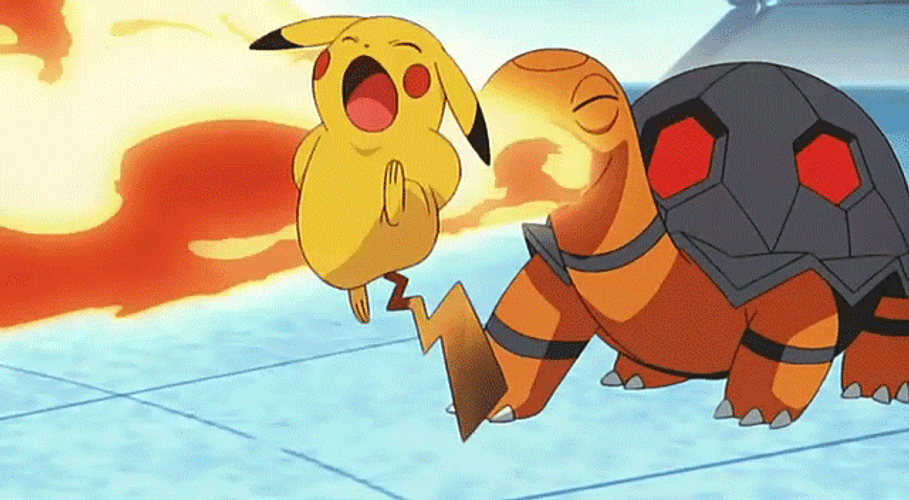Torkoal Attacking Pikachu GIF