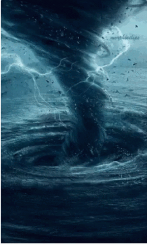 Tornado in Ocean with Lightning
