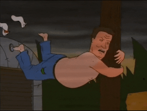 Tornado Wrangler Hank Hill Hanging On GIF