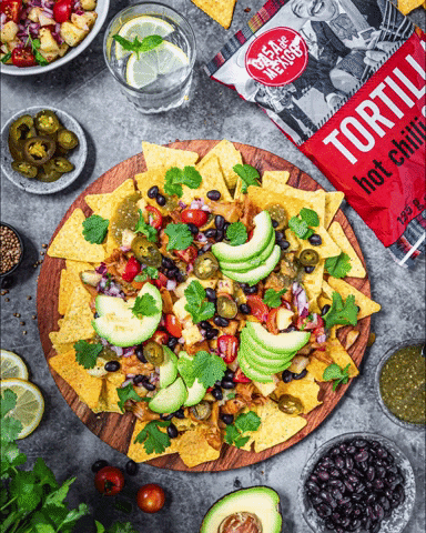 Tortilla Chips Topping With Beans Animation GIF