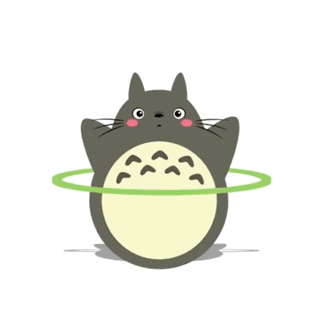 Totoro Playing with Green Hula Hoop