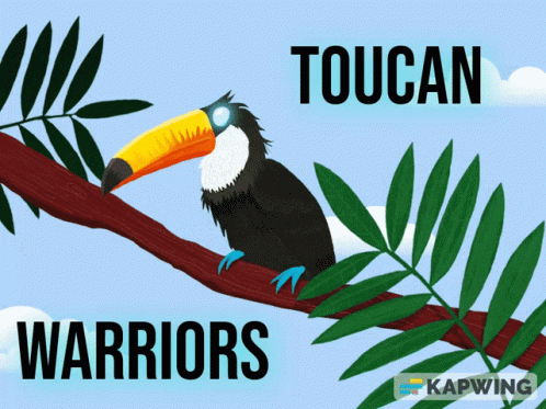 Toucan Sitting on Branch Saying Toucan Warriors