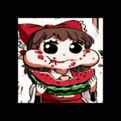 Touhou Project Chibi Reimu Hakurei Eating GIF
