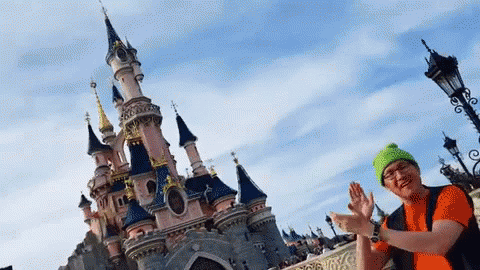 Tourist Happily Clapping In Disneyland GIF