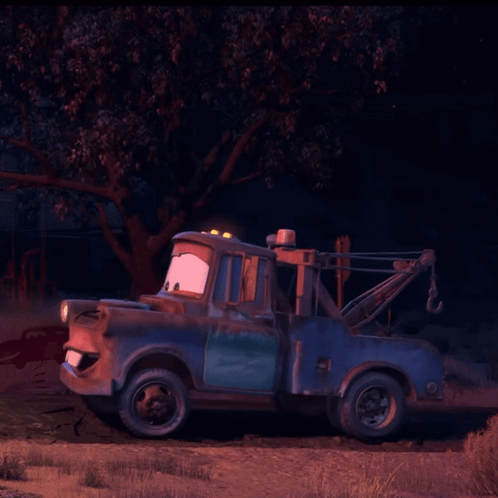 Tow Truck From Cars Parked In Field At Night GIF